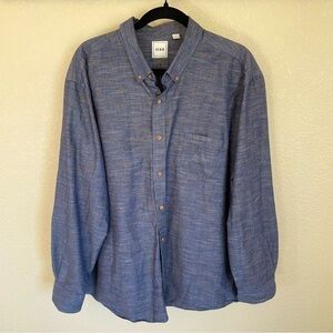 Rowm Men’s XXL Button Down Shirt Blue Tan Floral Office Career Business Casual